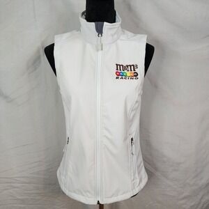 PORT AUTHORITY Size Small M&M's Racing White Core Softshell Full Zip Fleece Vest